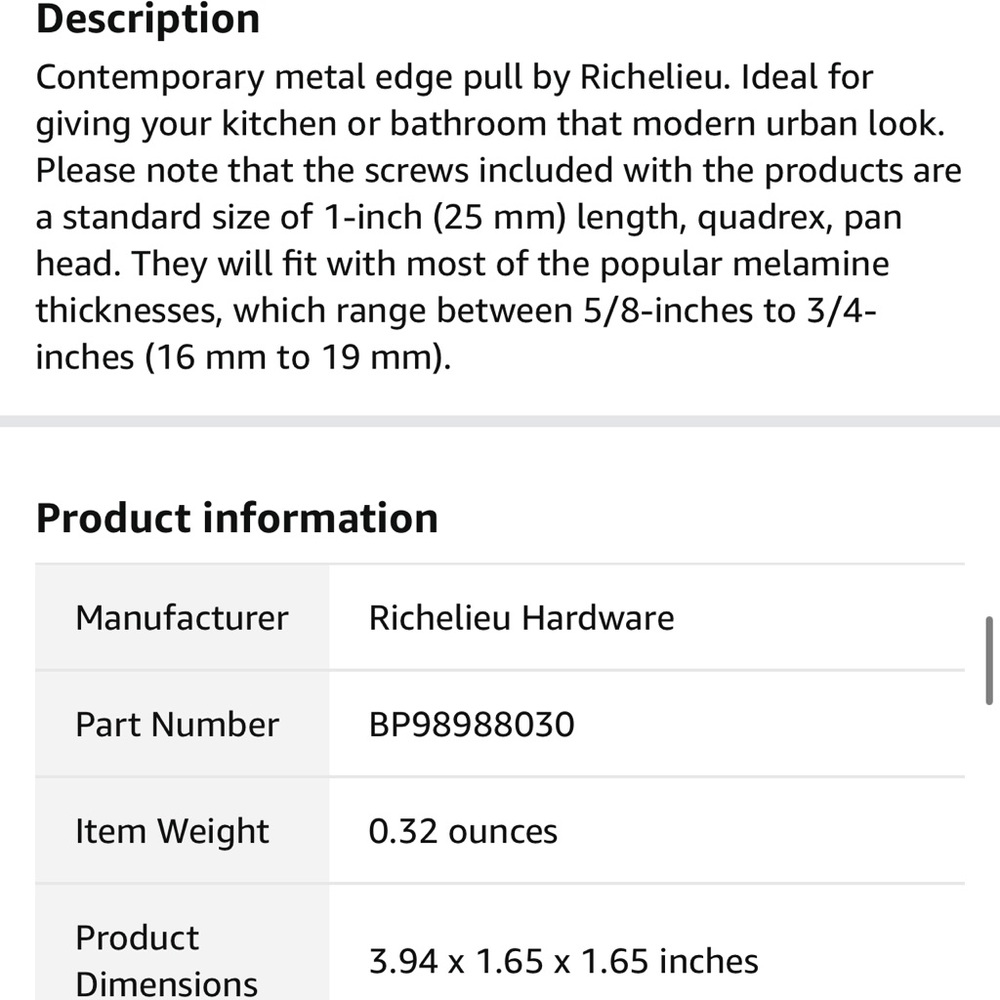 NEW Richelieu Edge Pull White - Picture 8 of 13